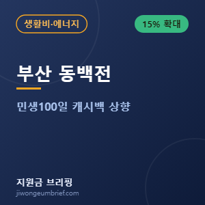 부산 동백전 캐시백 15% 한시 상향 안내