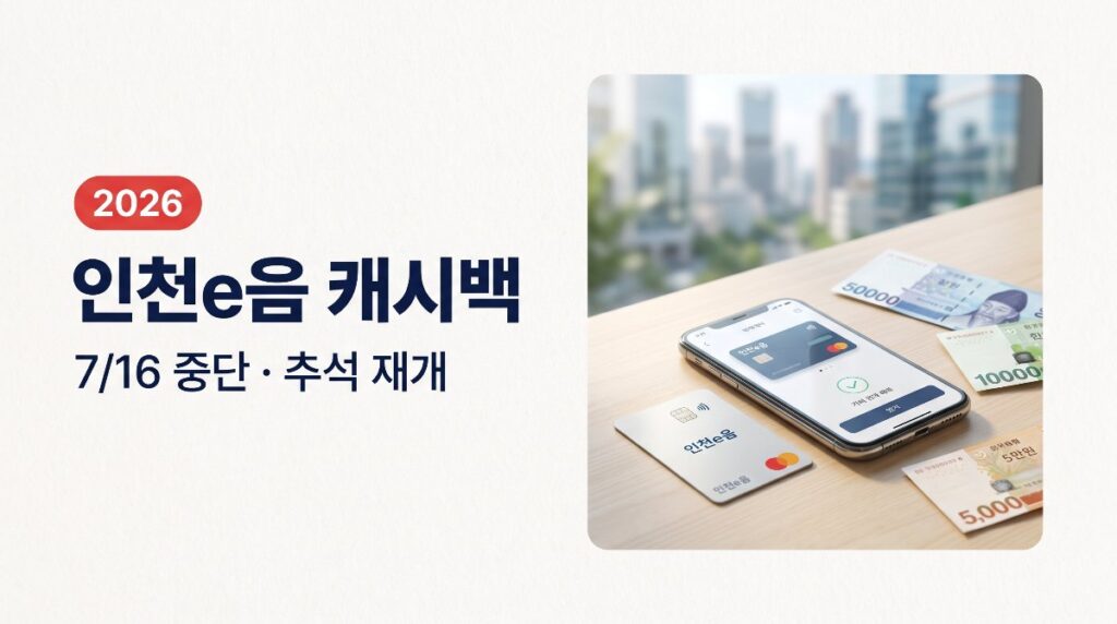 인천e음 캐시백 중단(7월 16일)·추석 전 재개 예정 — 요율은 미정