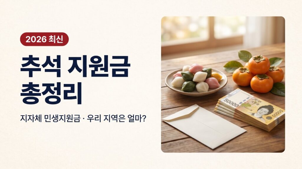 추석 지원금 2026 총정리 — 지자체 민생지원금 지역별 금액 안내
