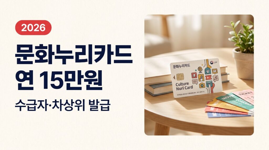 문화누리카드 연 15만원, 수급자·차상위 꼭 발급하세요