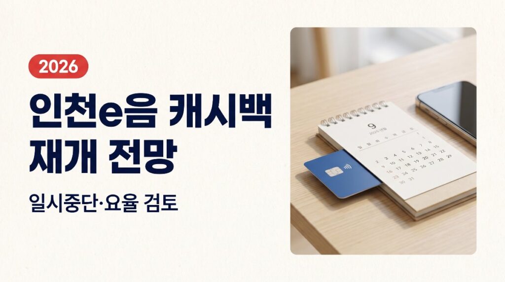 인천e음 캐시백 일시중단, 언제 재개? 요율 전망 총정리