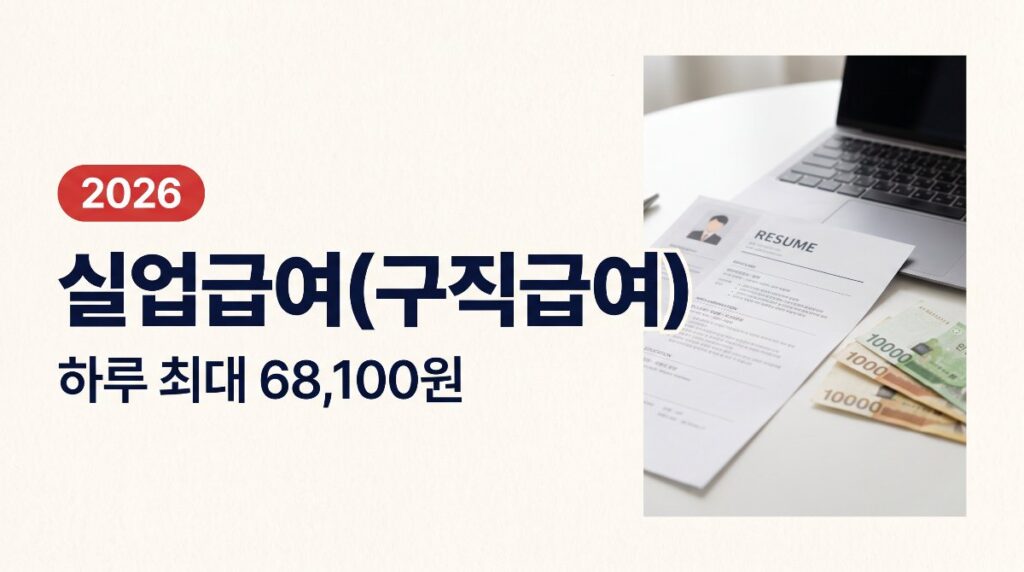 💼2026 실업급여(구직급여) — 하루 최대 68,100원, 신청방법 총정리