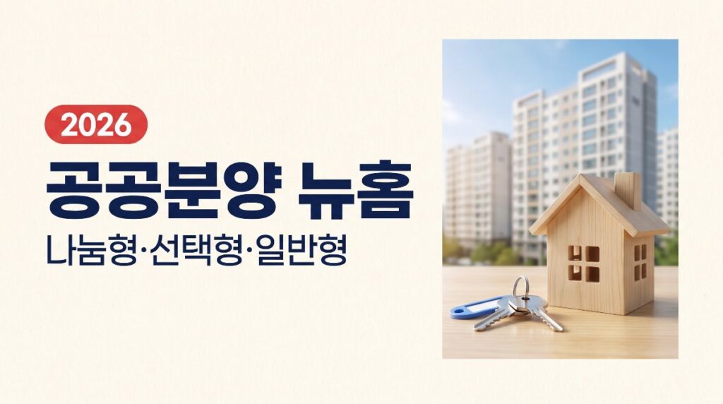 공공분양 뉴홈 나눔형 선택형 일반형 차이 총정리